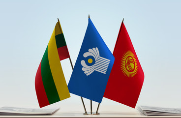 Flags of Lithuania CIS and Kyrgyzstan