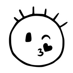 Line emoticons icon, smiley winks, air kiss emoji