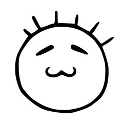 Line emoticons icon, smiley with closed eyes and cat s mouth, cunning emoji