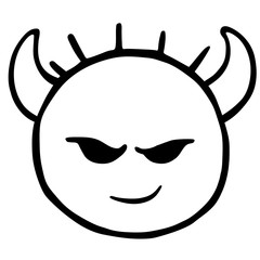 Line emoticons icon imp, smiley with horns and a smirk, Angry emoji