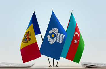 Flags of Moldova CIS and Azerbaijan