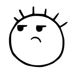 Line emoticons icon, smiley looks away, curved his mouth down, offended emoji