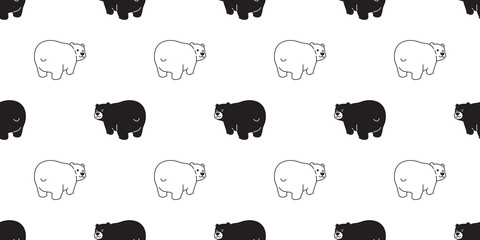 Bear seamless pattern vector polar bear cartoon tile background illustration wallpaper isolated