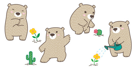 Fototapeta premium Bear vector Polar Bear icon logo flower cactus yard wood illustration character cartoon