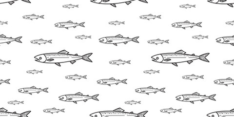 fish seamless pattern salmon vector fin shark whale dolphin ocean wave tile background repeat wallpaper isolated