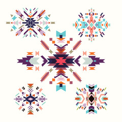 Aztec decorative elements collection, isolated on white