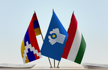 Flags of Nagorno-Karabakh CIS and Hungary