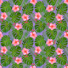 Tropical background. Fashinable summer seamless pattern.