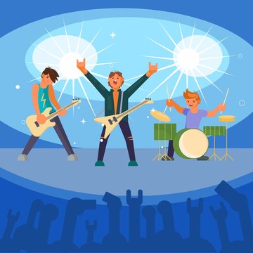 Rock band concert vector flat illustration
