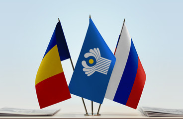 Flags of Romania CIS and Russia