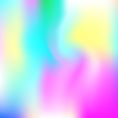 Hologram abstract background. Bright gradient mesh backdrop with hologram. 90s, 80s retro style. Iridescent graphic template for banner, flyer, cover design, mobile interface, web app.