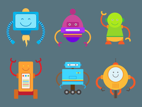 Robotic Creatures Collection Vector Illustration