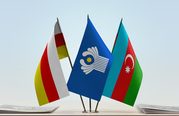 Flags of South Ossetia CIS and Azerbaijan