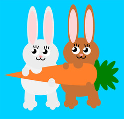 Illustration of a cute couple of bunnies