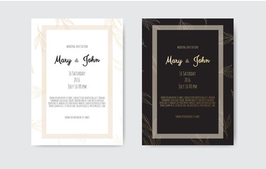 Naklejka na ściany i meble Vector invitation with handmade floral elements. Wedding invitation cards with floral elements