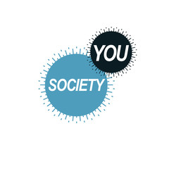 Social Relations conceptual logo, unique vector symbol. Society and Person, social interaction.