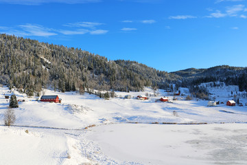 Fototapeta na wymiar zugefrorener Eidsborgtjønn in Norwegen