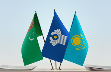 Flags of Turkmenistan CIS and Kazakhstan