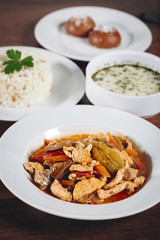 Pilau rice with meat and carrot turkish food