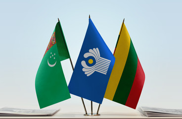 Flags of Turkmenistan CIS and Lithuania