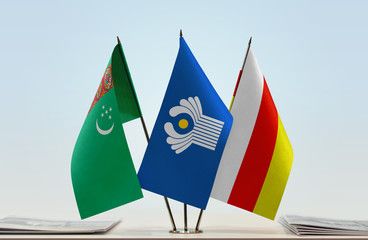 Flags of Turkmenistan CIS and South Ossetia