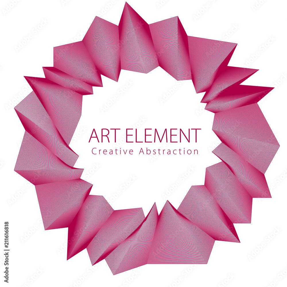 Aufkleber round artistic frame, vector abstract linear art with copy space for text inside, isolated over whit