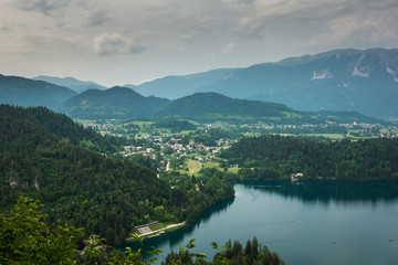 View from the top of Mala Osojnica to Lake Bled, Slovenia
