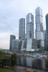 Fototapeta premium Business center with high skyscrapers