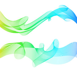 Vector abstract green and blue decorative waves isolated on white background