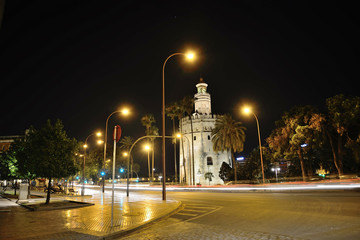 Seville, Spain - June 21, 2018: Monument of the Torre del Oro, Seville.