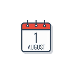 Calendar day icon isolated on white background. August 1.