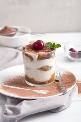 Tiramisu in a glass cup