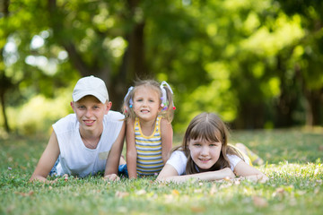 Fototapeta premium three children in the park