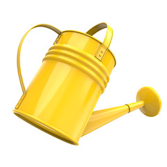 Yellow Color Watering Pot on White Background © tuulijumala