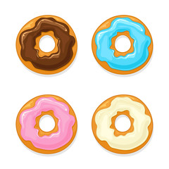Fototapeta na wymiar Set of donuts with colored glaze