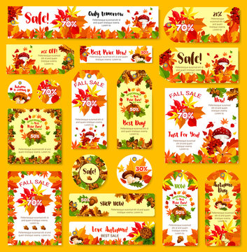 Autumn sale shop discount vector poster tag