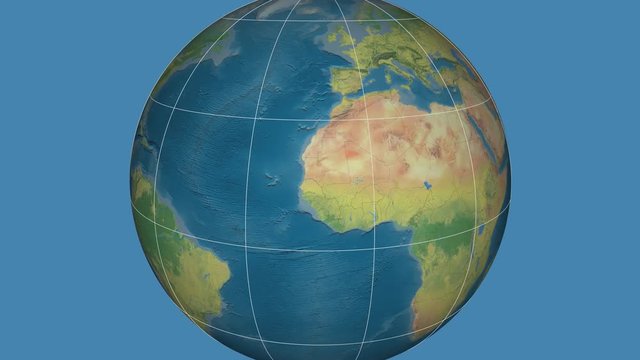 Zoom-in on Mali extruded. Topographic