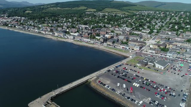 4K aerial footage over the town of Helensburgh on the banks of the River Clyde.