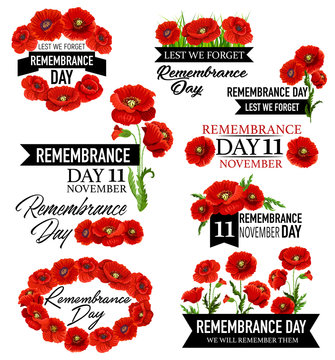 Poppy flower memorial wreath for Remembrance Day