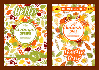 Autumn vector sale posters of fall leaf foliage