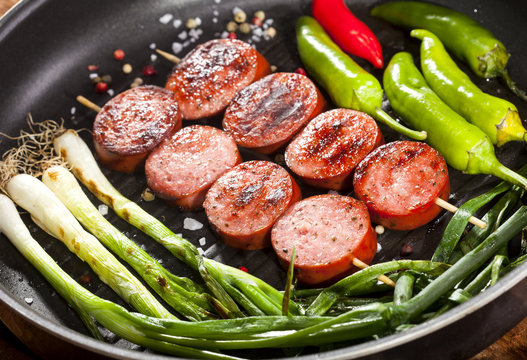 Sausages in a pan