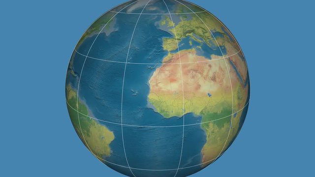 Zoom-in on Mali outlined. Topographic