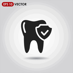 tooth single vector icon on light background
