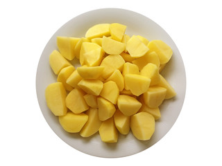 slices of potatoes on white background