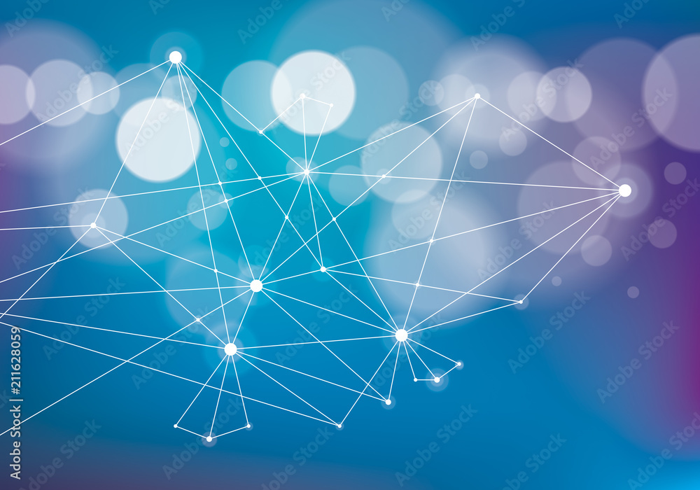 Aufkleber minimalism chaotic 3d connection communication mesh technology and science background. with blurred 