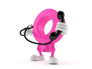 Obraz na płótnie Canvas Female gender symbol character holding a telephone handset