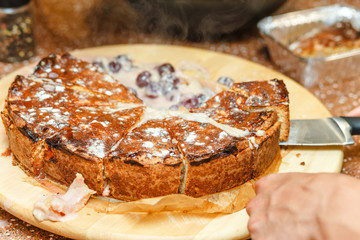 DeliciousPie with on a kitchen table.