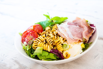 Pasta Torti with Carbonara and smoked bacon