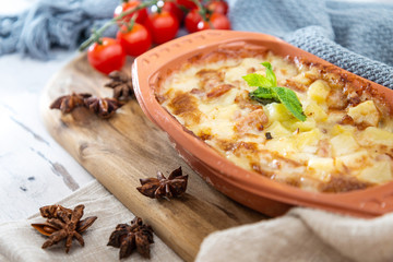 French Tartiflette Recipe Bacon, Potato and Reblochon Cheese Gratin