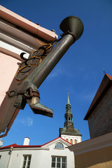 Fototapeta na wymiar TALLINN, ESTONIA - Symbol of Long Leg street (Pikk Jalg)
